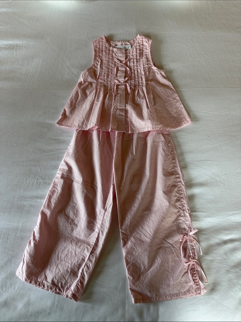 Zara Girls Pink Two-Piece Top & Wide-Leg Pants Set